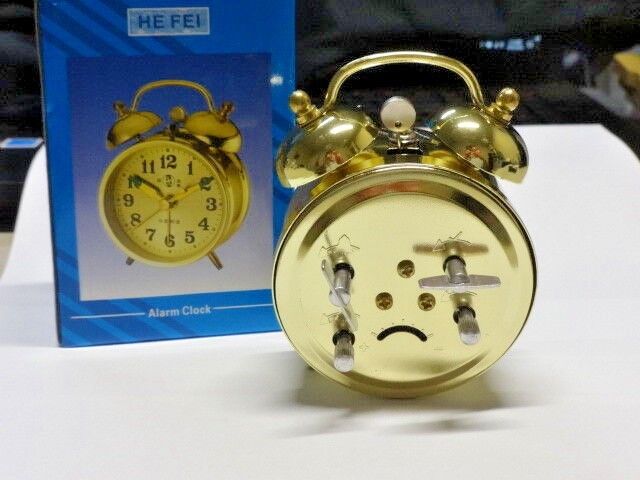 Gold Old Fashioned Alarm Clock Wind Up No Batteries Required USA Stock Twin Bell