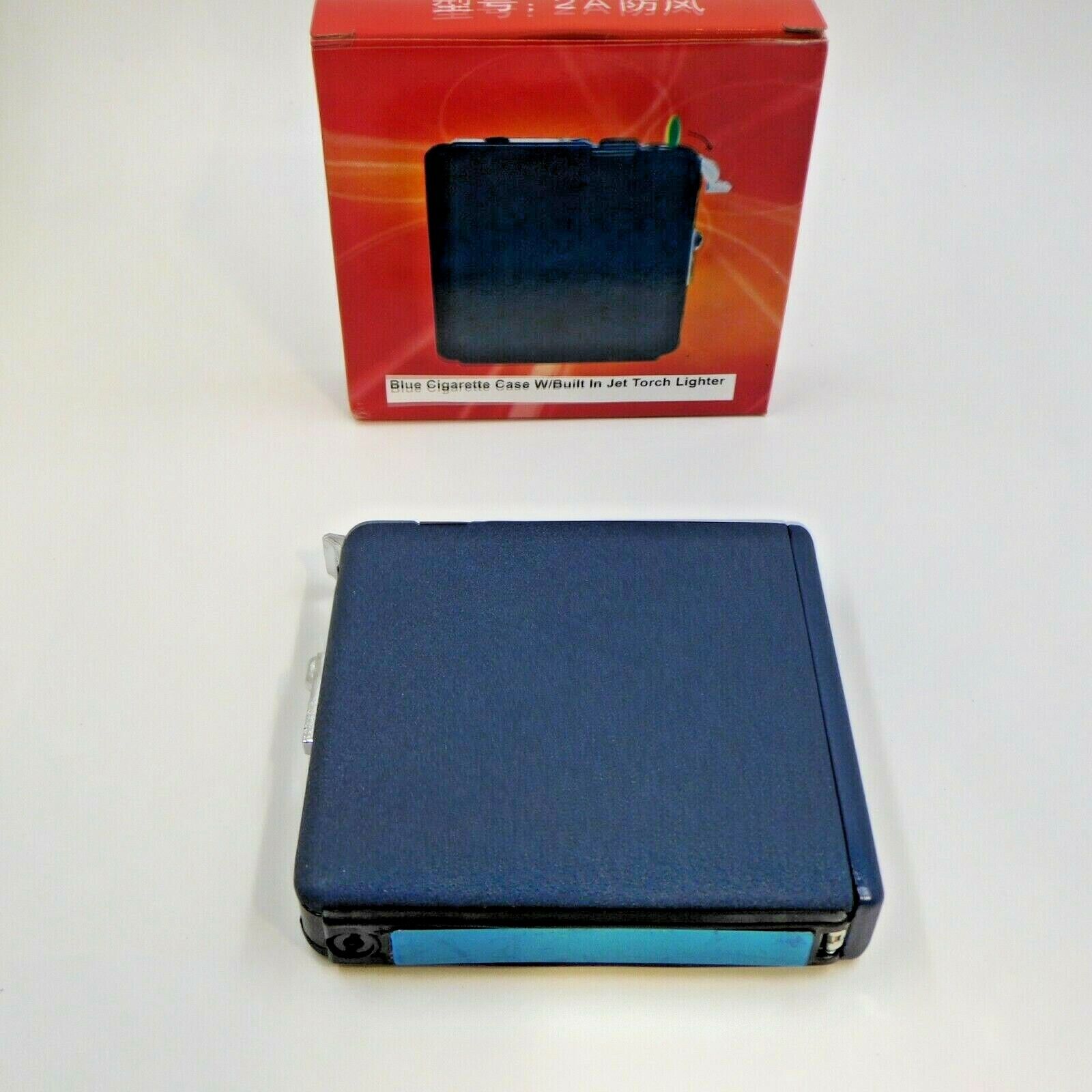 Blue Cigarette Ejection Case With Built In Jet Torch Lighter King Size USA Stock