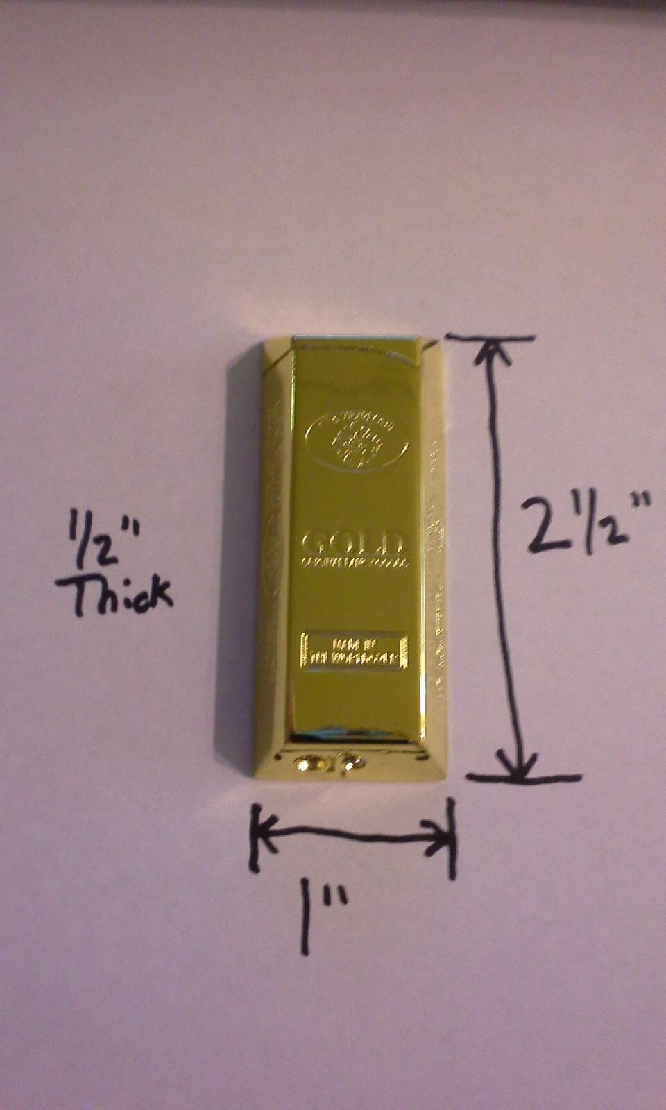 Gold Bullion Bar Refillable Butane Gas Lighter USA Stocked & Shipped