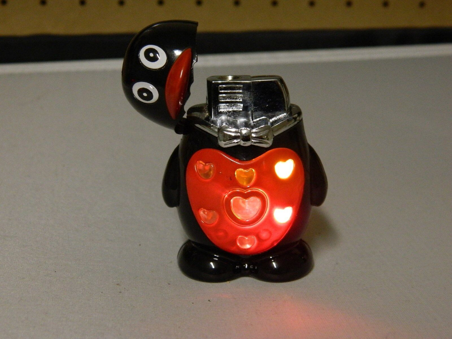 Red Front Penguin Shaped Jet Torch Lighter With Flashing LED Colorful Lights 