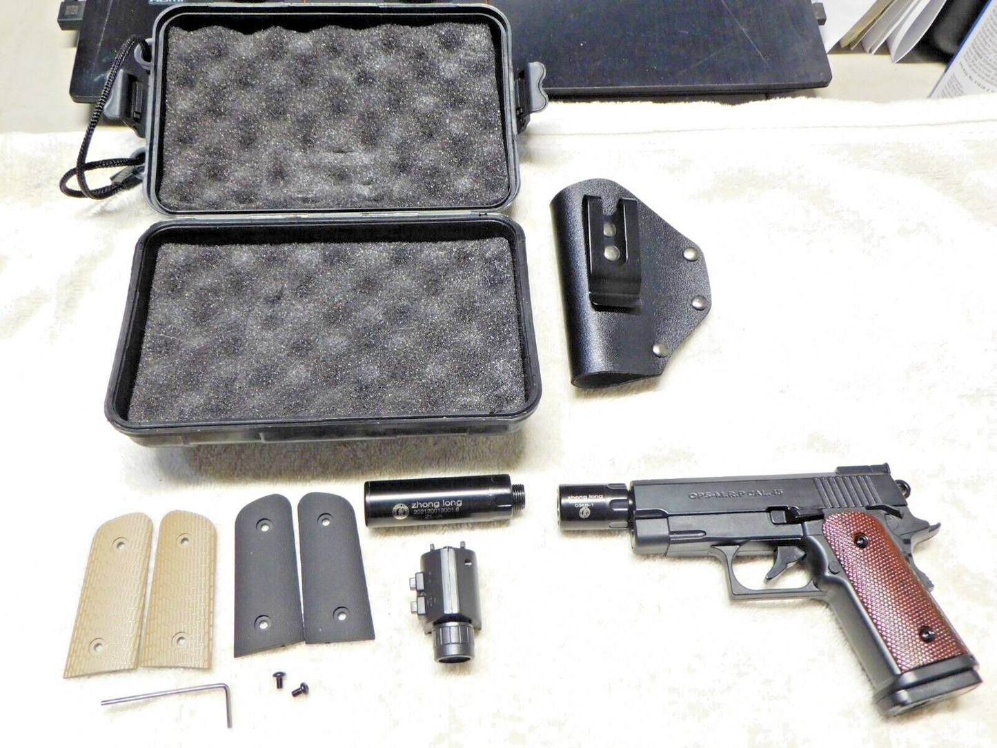 OPS M.R.P. 45 Cal Luxury Pistol Gun Shape Jet Torch Lighter w/Case & Attachments