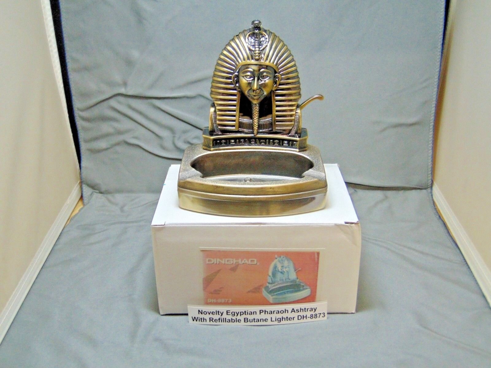 Novelty Egyptian Pharaoh Shape Ashtray With Refillable Lighter USA Stocked