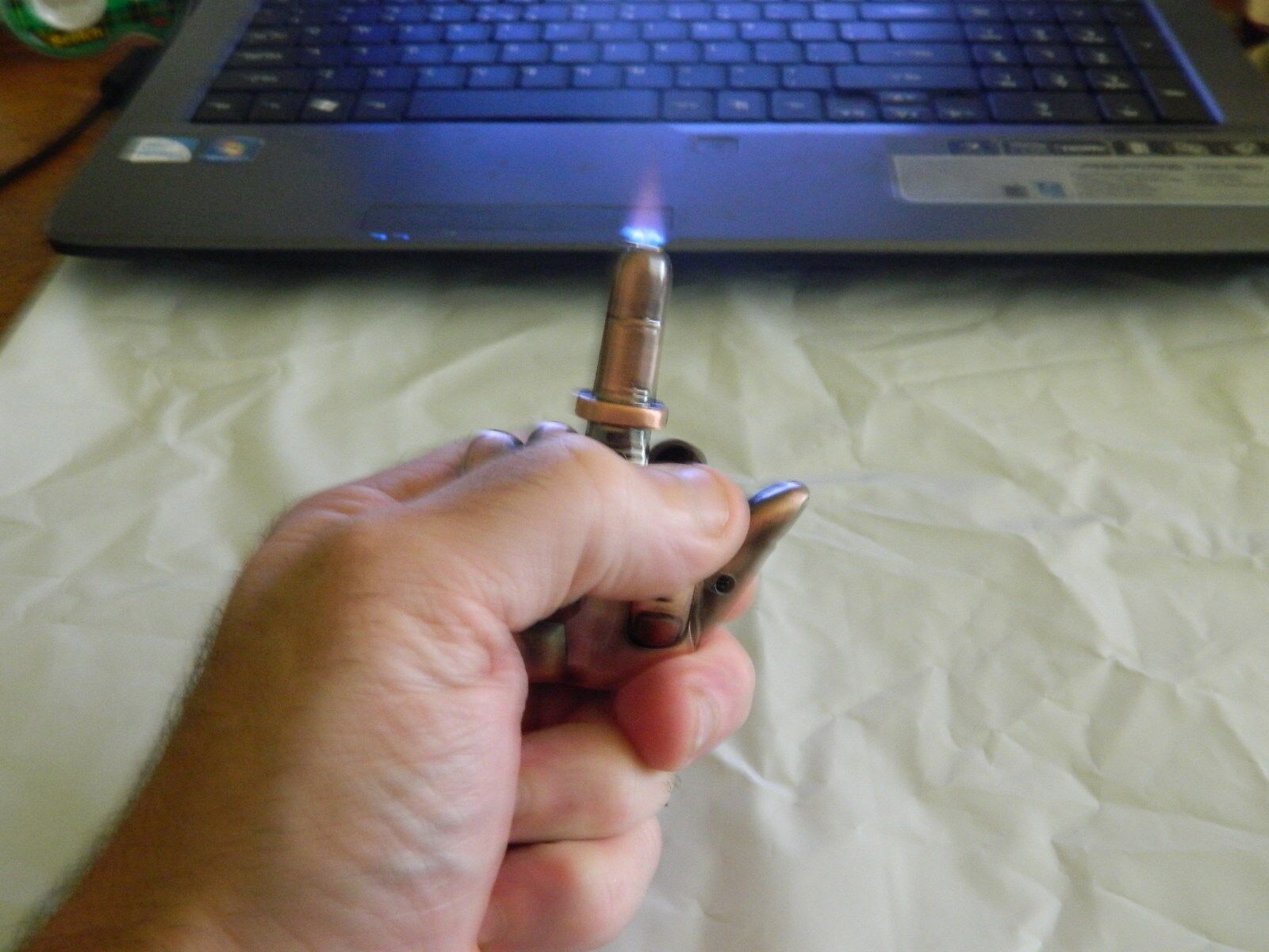 Bronze Talking Middle Finger Butane Jet Torch Lighter Saying F*** You USA Stock 