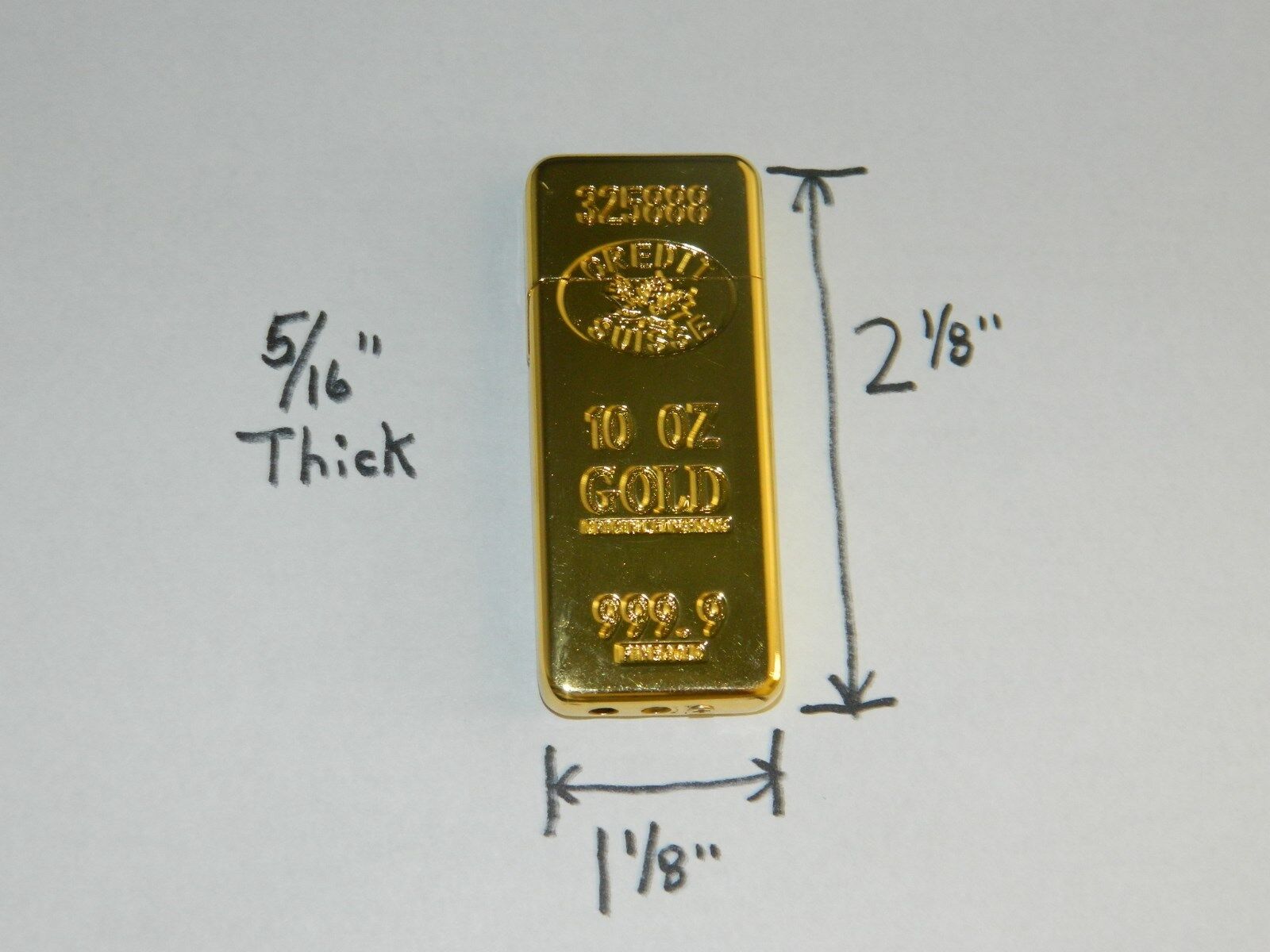 Ultra Thin Gold Bar Shaped Sophisticated Butane Lighter 999.9 USA Stock & Ship