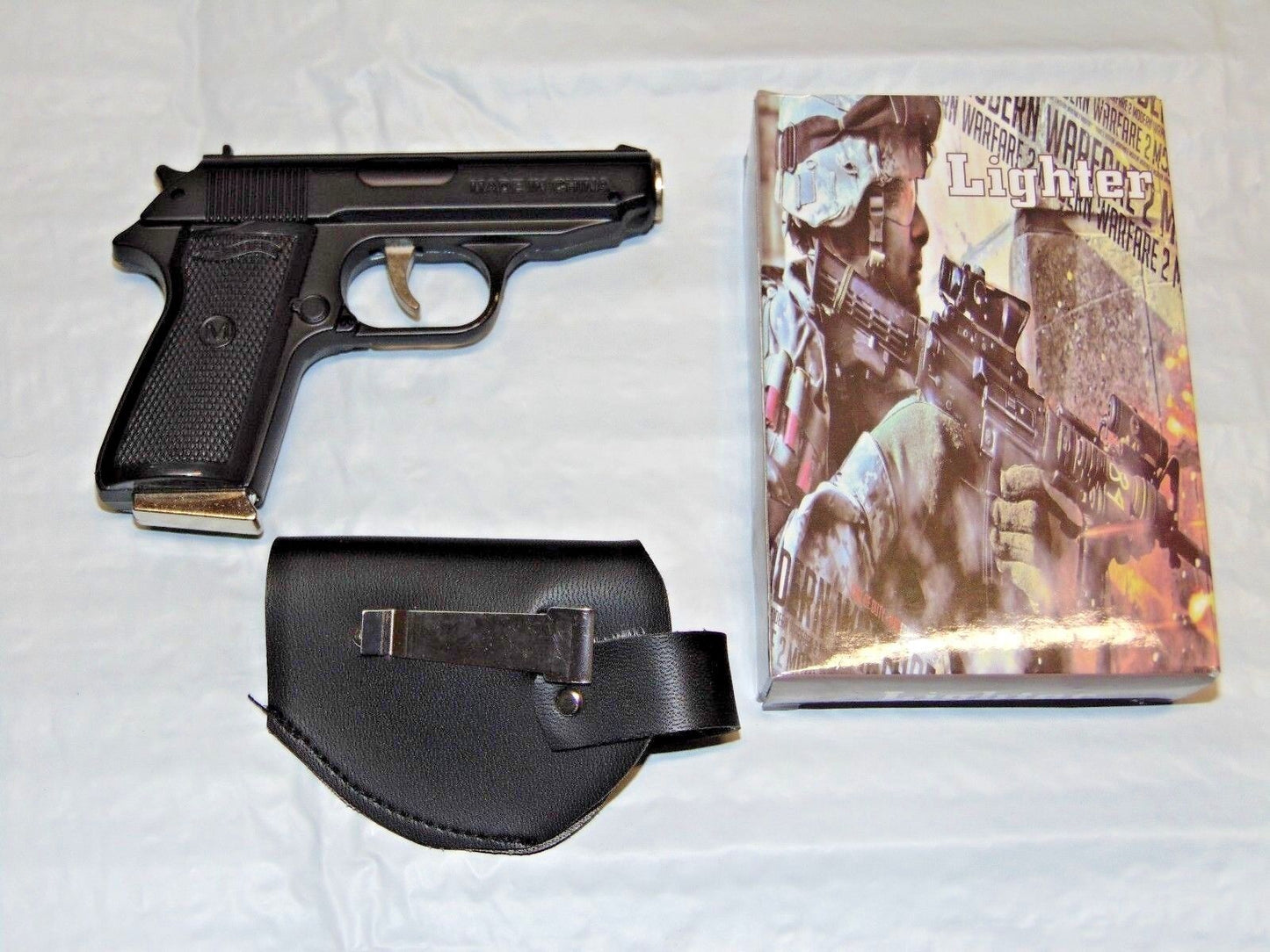 Walther PPK Gun Shape Jet Torch Lighter With Spring Knife Clip USA Stocked