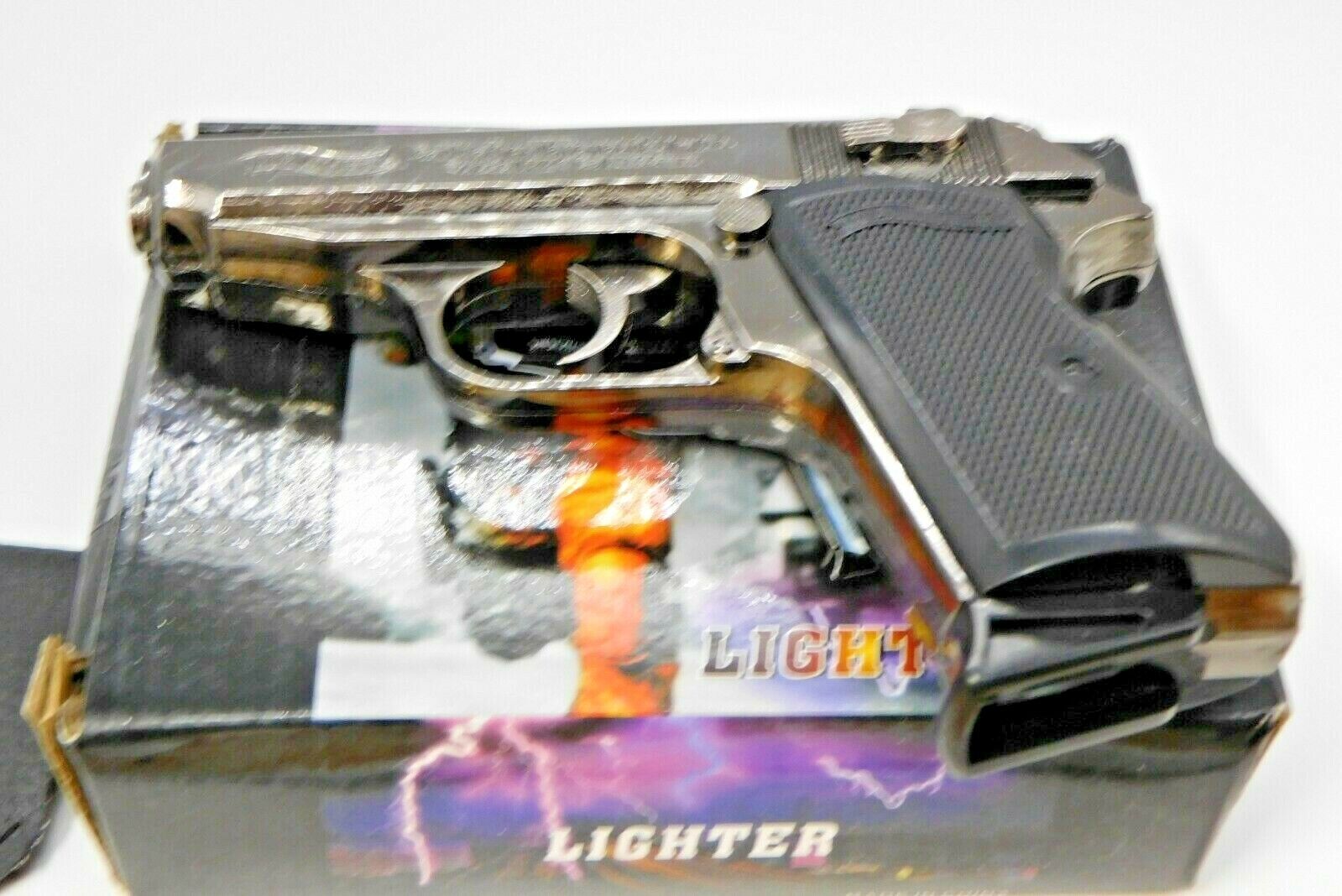 Gun Metal Black EXTRA Large Walther PPK Gun Shape Jet Torch Lighter With Holster