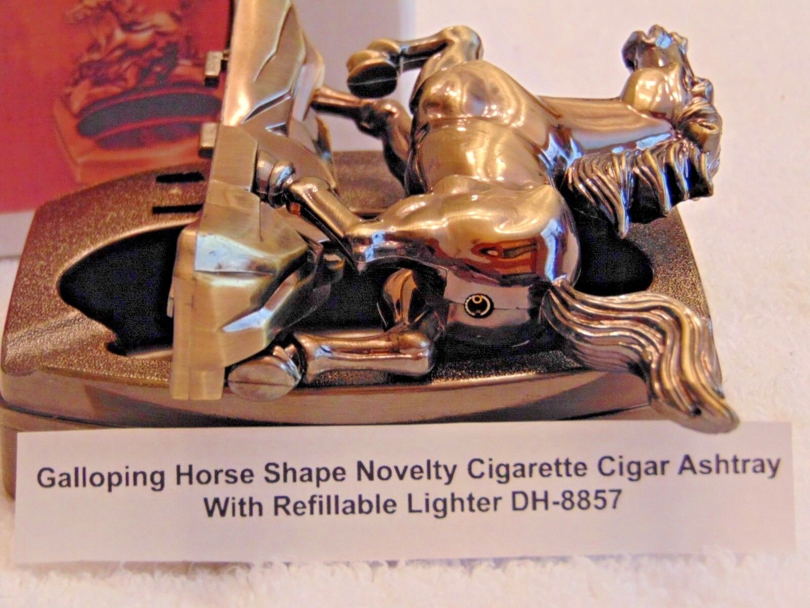 Novelty Galloping Horse Shape Ashtray With Refillable Lighter USA Stocked