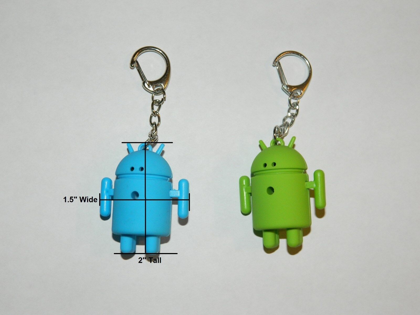 Pair Android Robot Style Keychain Blue LED Eyes Cool Sound Effects Green Blue 