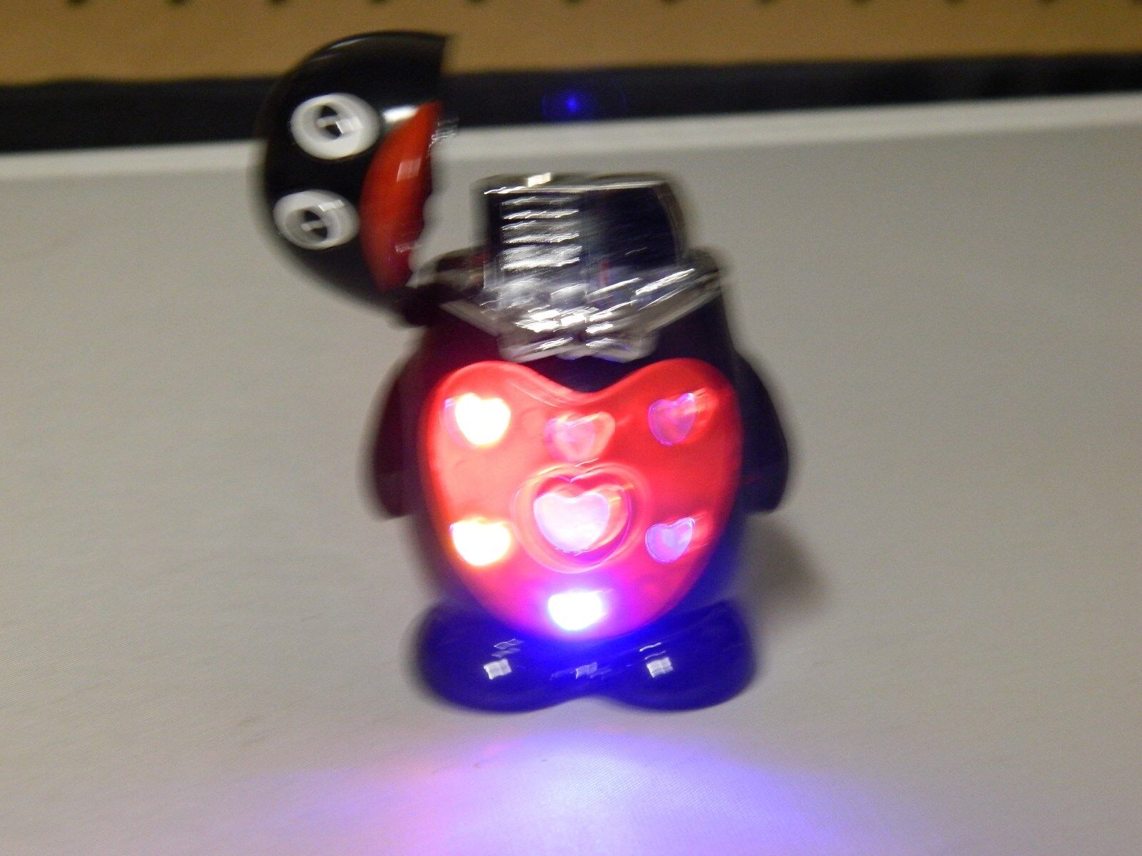 Red Front Penguin Shaped Jet Torch Lighter With Flashing LED Colorful Lights 