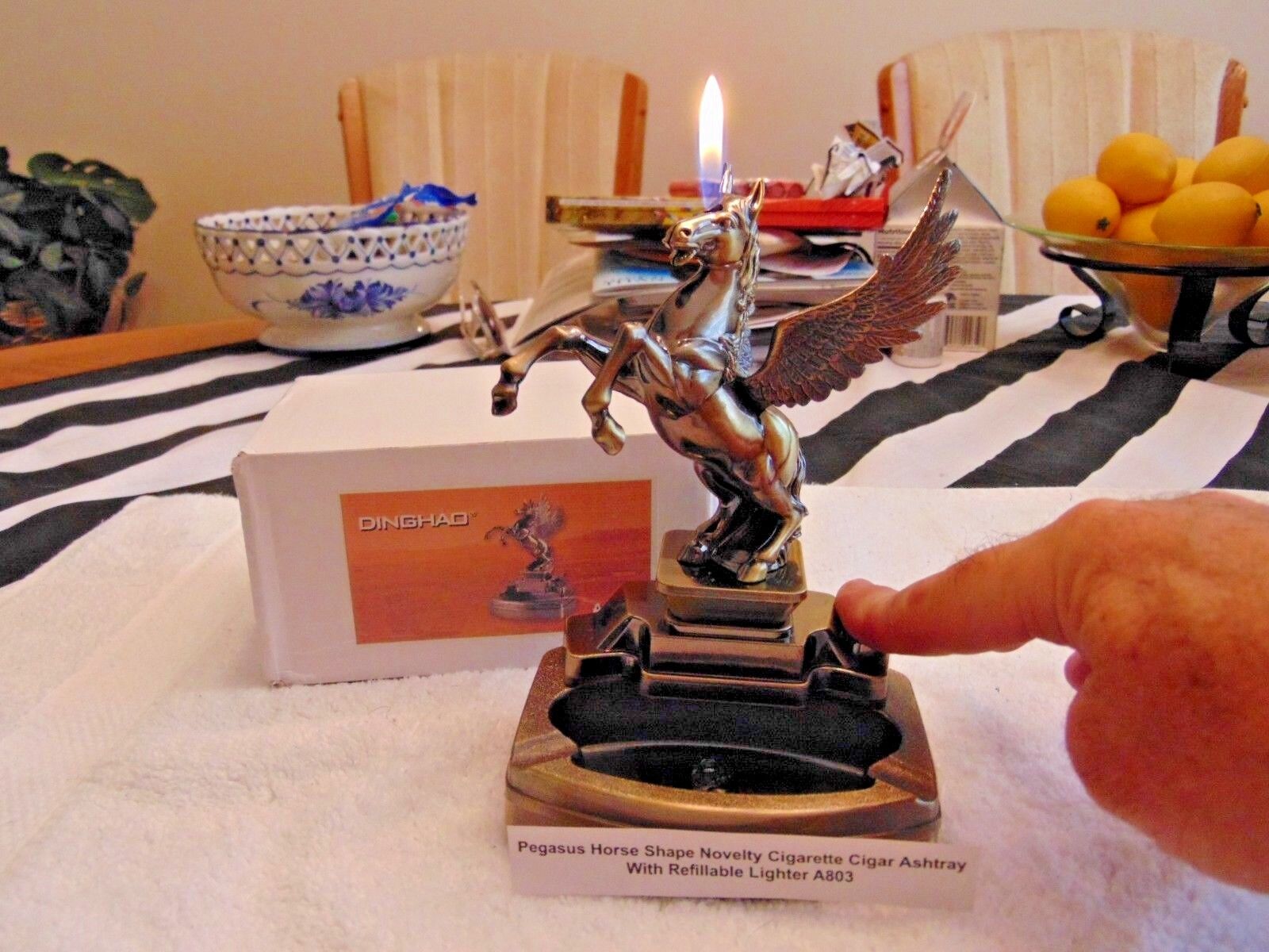 Novelty Pegasus Horse Ashtray With Refillable Lighter USA Stocked And Shipped