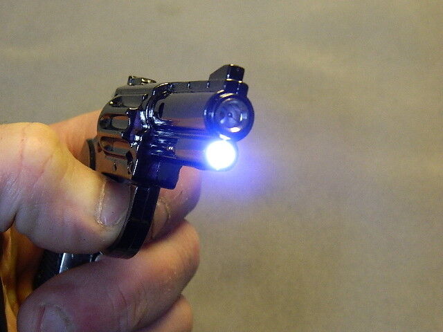 Medium Size Pistol Gun Revolver Jet Torch Lighter With White LED Flashlight USA