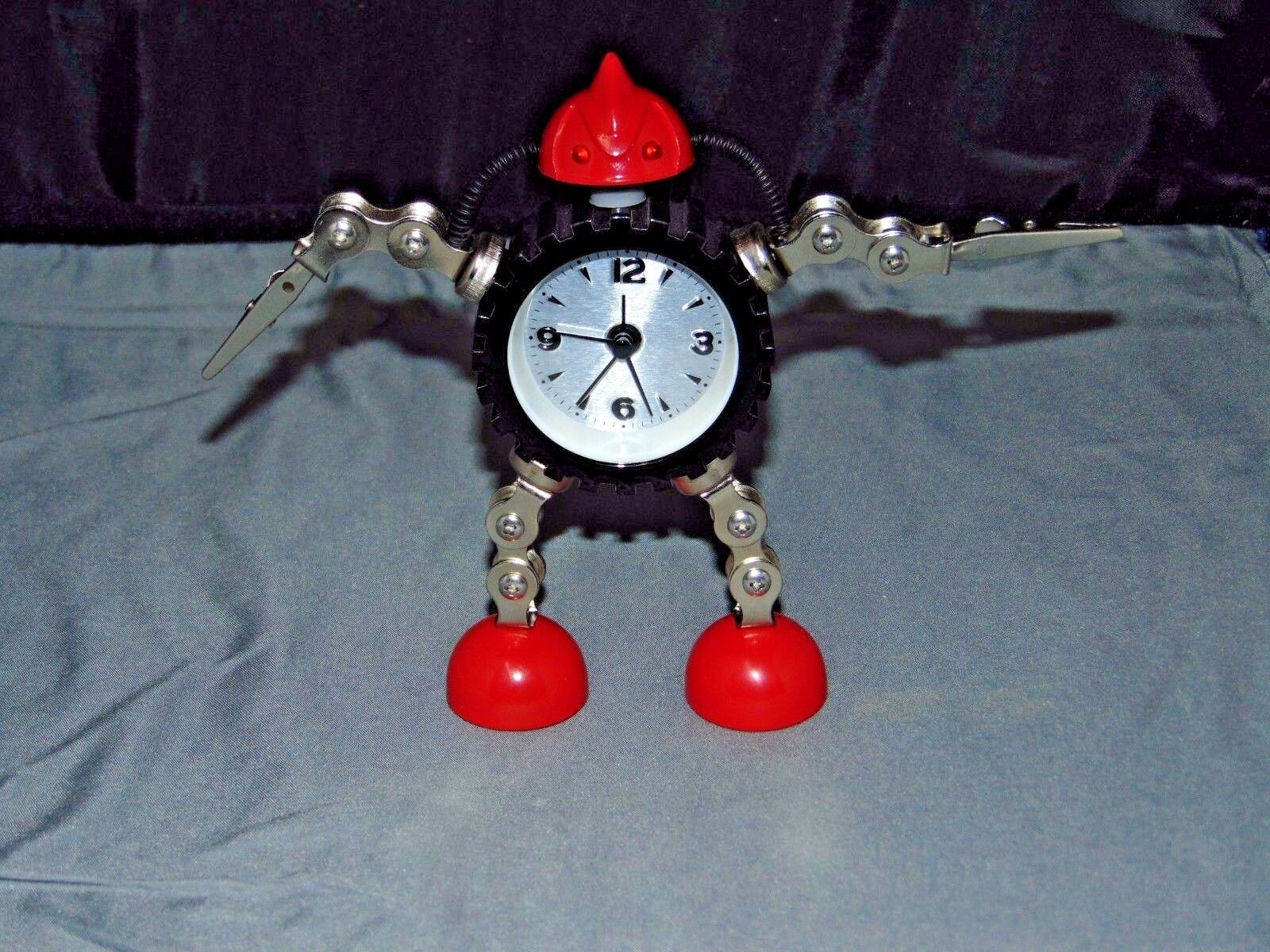 Low Gear Robot Alarm Clock With Alligator Clips Hands USA Stocked & Shipped