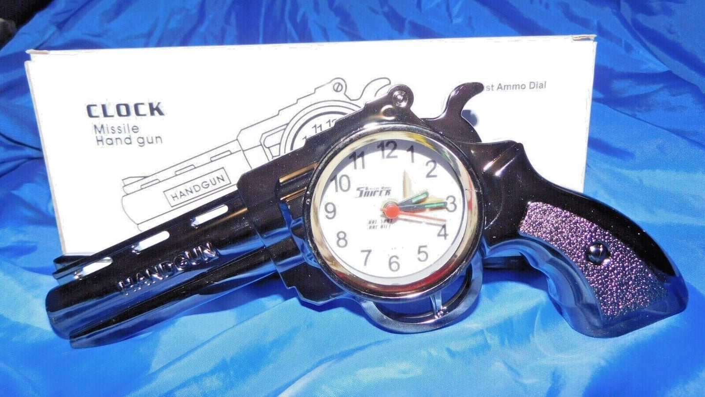 Chrome Gun Shape Alarm Clock USA Stocked and Shipped