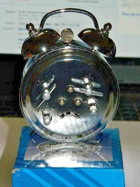 Chrome Silver Old Fashioned Alarm Clock Wind Up No Batteries Required USA Stock