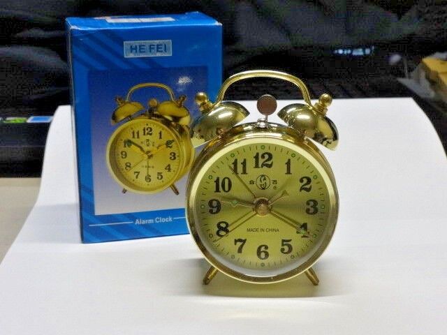 Gold Old Fashioned Alarm Clock Wind Up No Batteries Required USA Stock Twin Bell