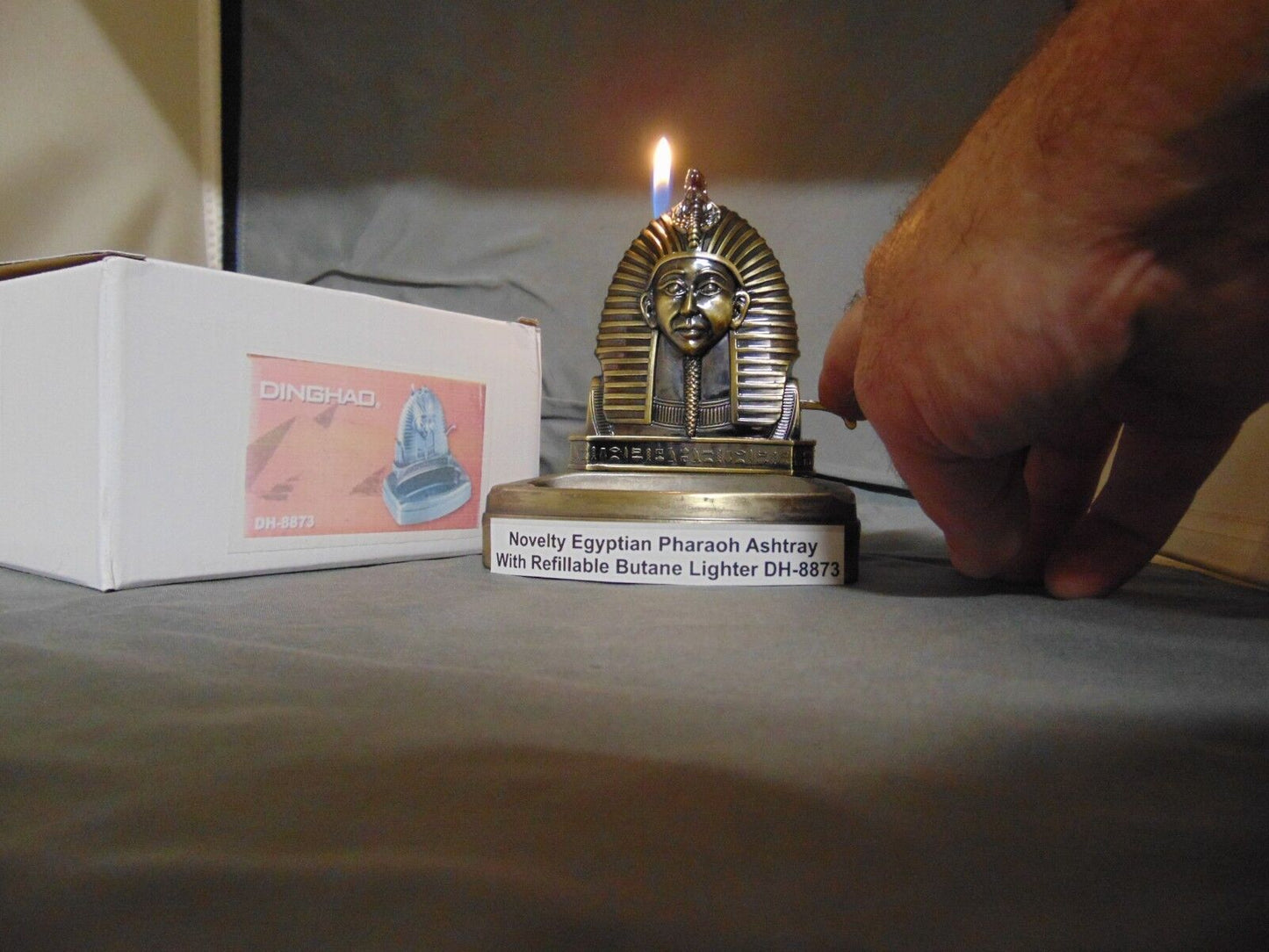 Novelty Egyptian Pharaoh Shape Ashtray With Refillable Lighter USA Stocked