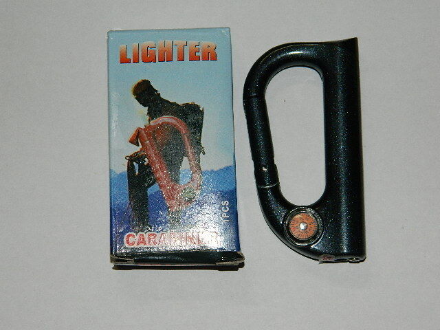 Carabiner D Ring Shaped Butane Lighter With Compass 4 Available Colors USA Stock