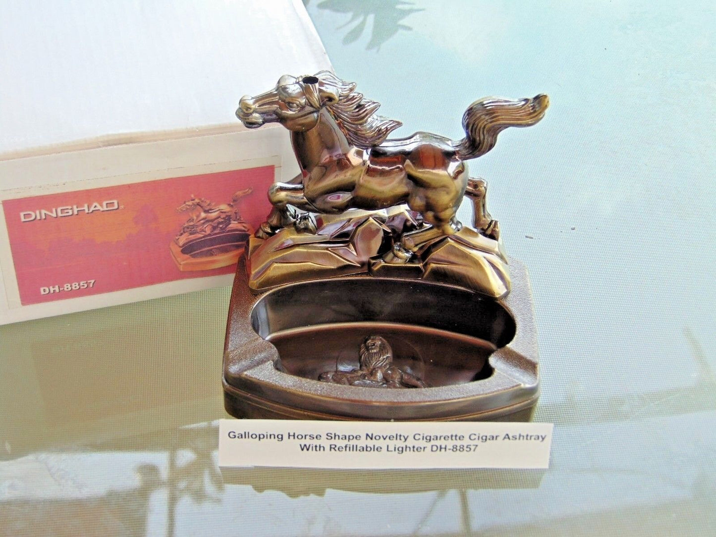 Novelty Galloping Horse Shape Ashtray With Refillable Lighter USA Stocked