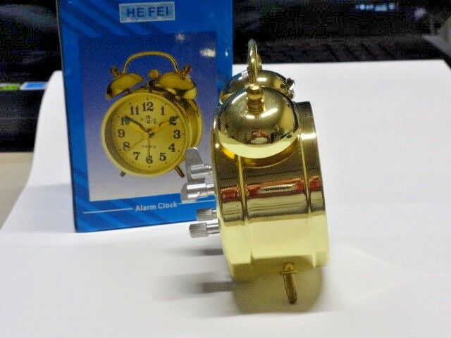 Gold Old Fashioned Alarm Clock Wind Up No Batteries Required USA Stock Twin Bell