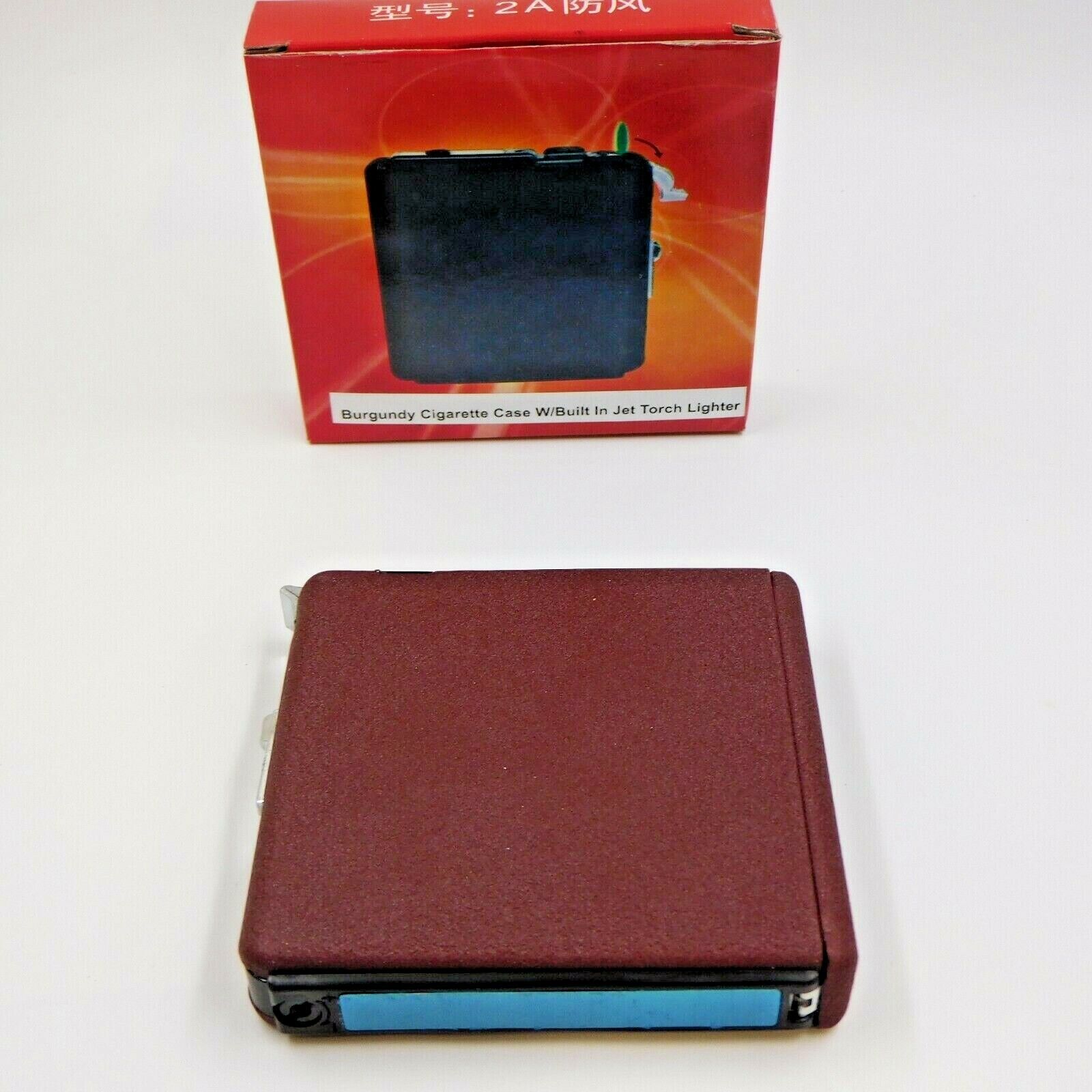 Burgundy Cigarette Ejection Case With Built In Jet Torch Lighter King Size USA