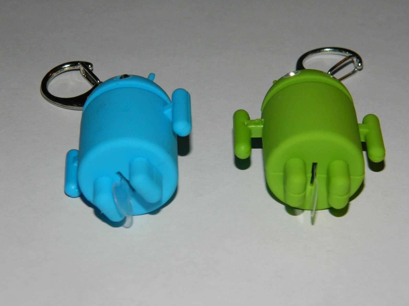 Pair Android Robot Style Keychain Blue LED Eyes Cool Sound Effects Green Blue 