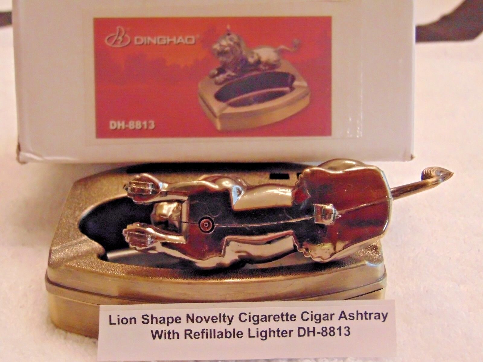 Novelty Lion Shape Ashtray With Refillable Lighter USA Stocked And Shipped