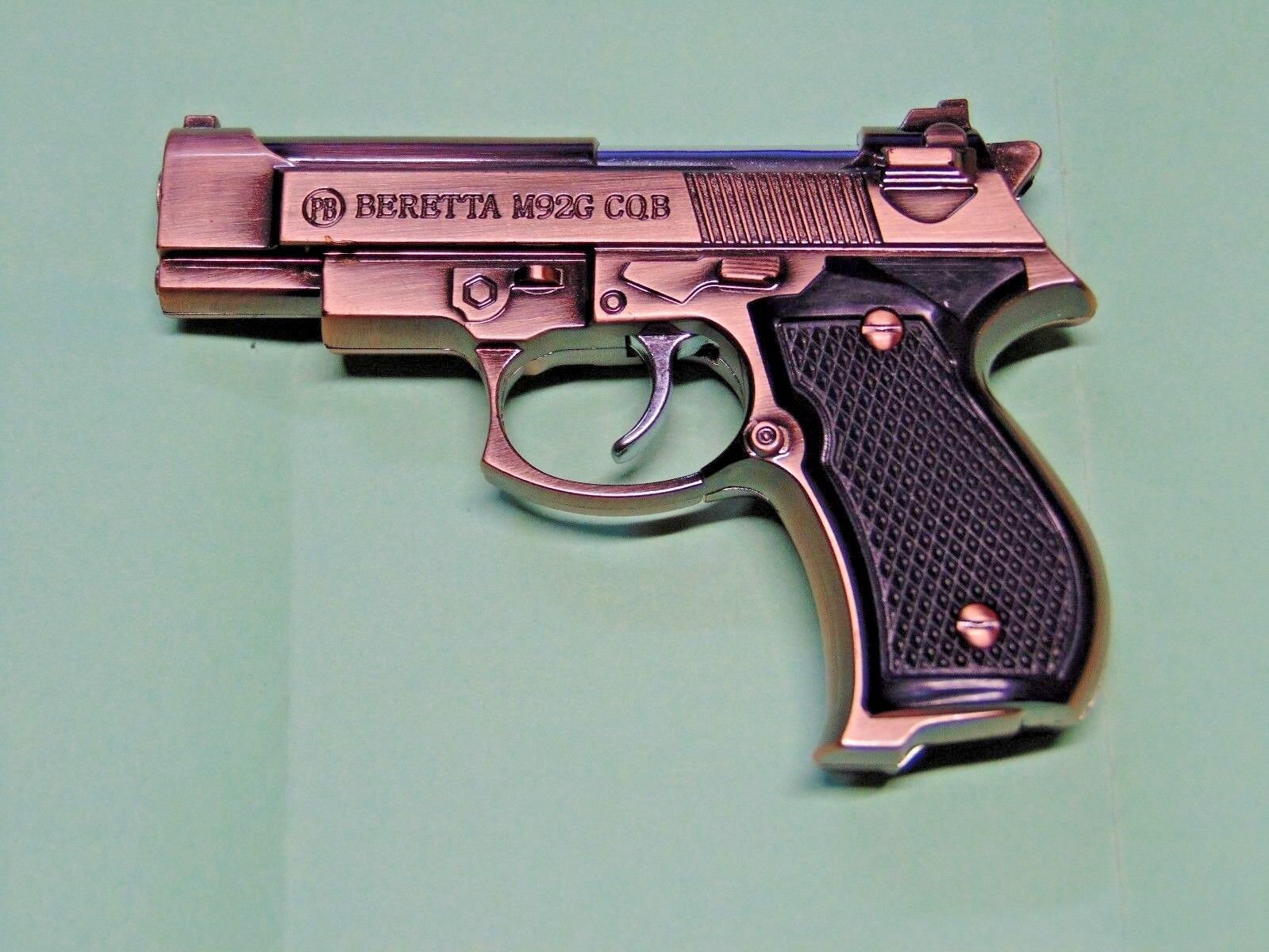 Bronze Beretta M92G CQB Shaped Novelty Pistol Gun Jet Torch Lighter USA Stocked