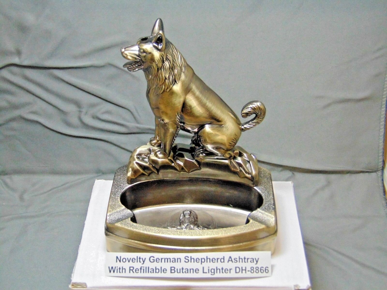 Novelty German Shepherd Dog Shape Ashtray With Refillable Lighter USA Stocked