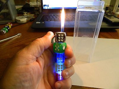 Flashing Las Vegas Dice Butane Lighter Multiple Colors