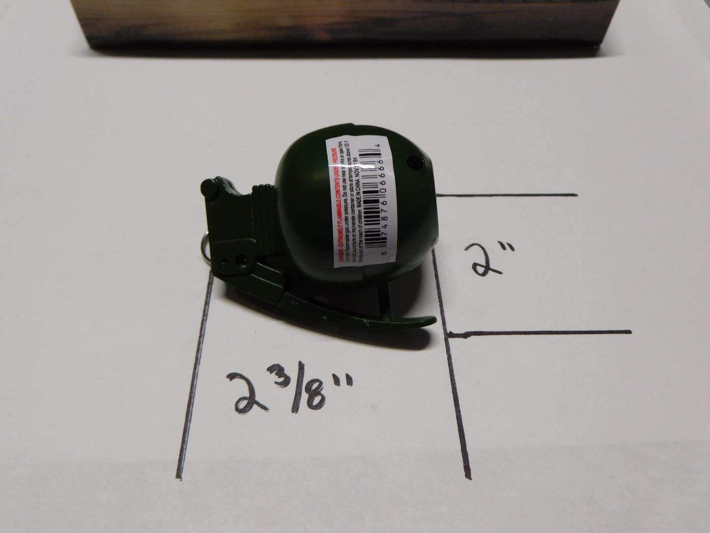 Solid Green Novelty Grenade Shape Butane Lighter With Realistic Sound Effects